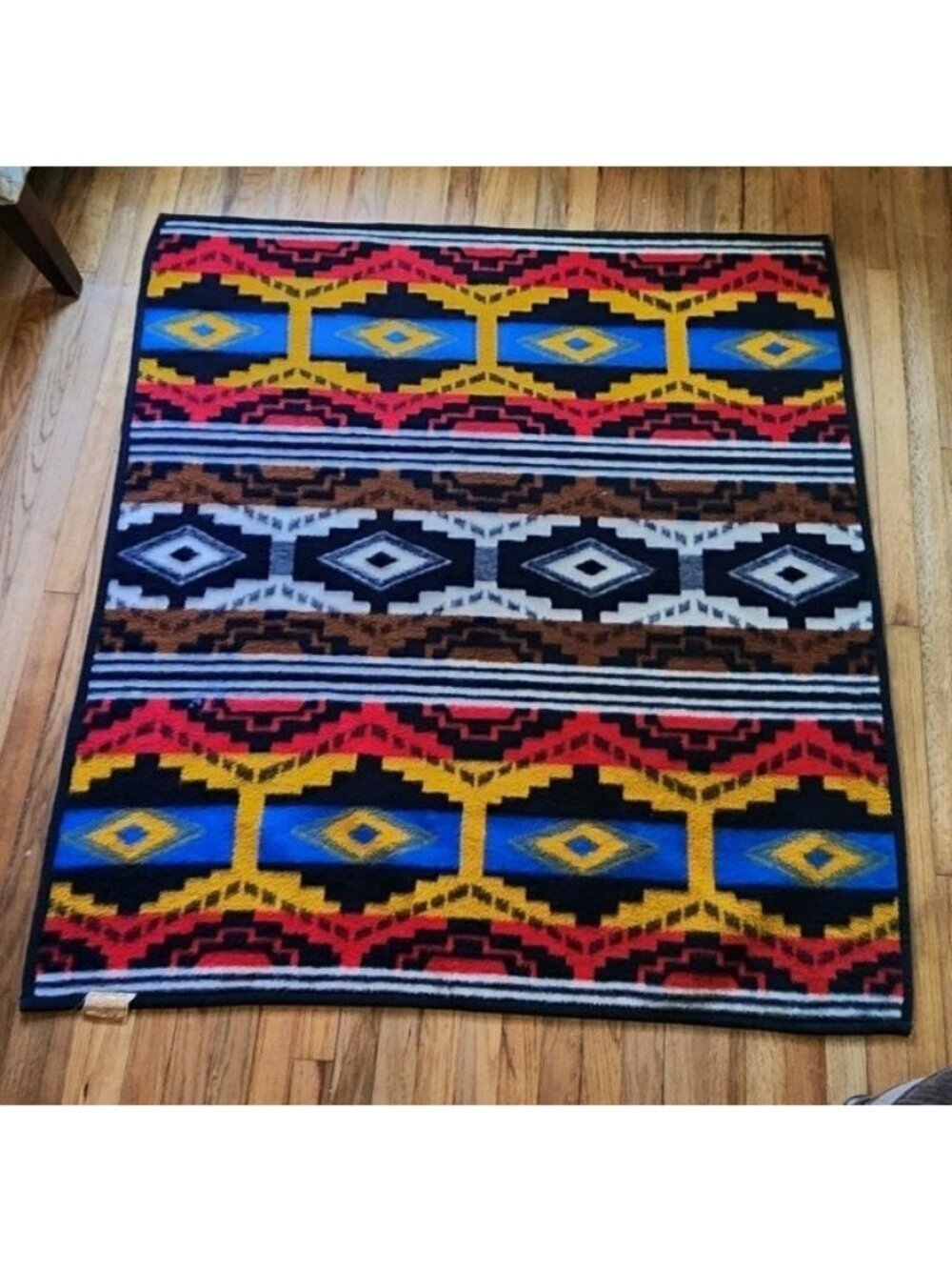 Vintage Biederlack Blanket Throw Aztec Southwest Reversible West Germany Bright - Picture 1 of 7
